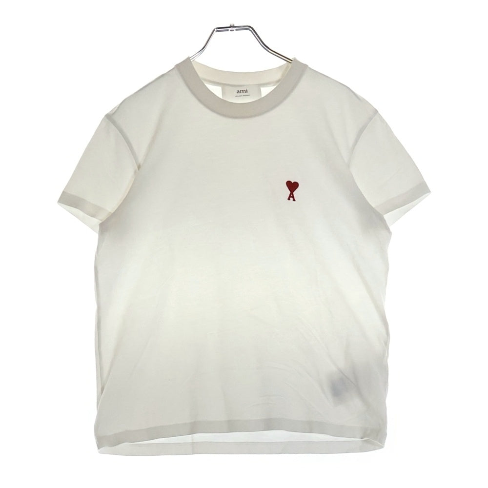 AMI Alexandre Mattiussi(アミアレクサンドルマテュッシ) AMI DE COEUR T-SHIRT ロゴ刺繍半袖Tシャツ ホワイト BFUTS001.724