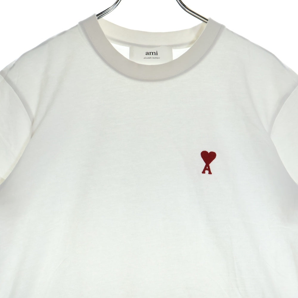AMI Alexandre Mattiussi(アミアレクサンドルマテュッシ) AMI DE COEUR T-SHIRT ロゴ刺繍半袖Tシャツ ホワイト BFUTS001.724