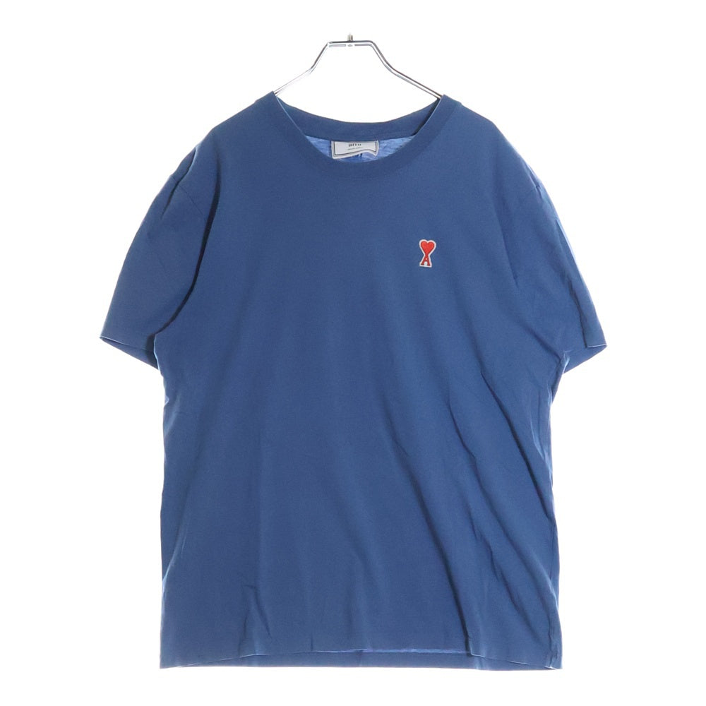 AMI Alexandre Mattiussi(アミアレクサンドルマテュッシ) AMI DE COEUR T-SHIRT ロゴ刺繍半袖Tシャツ ブルー A20HJ108.723