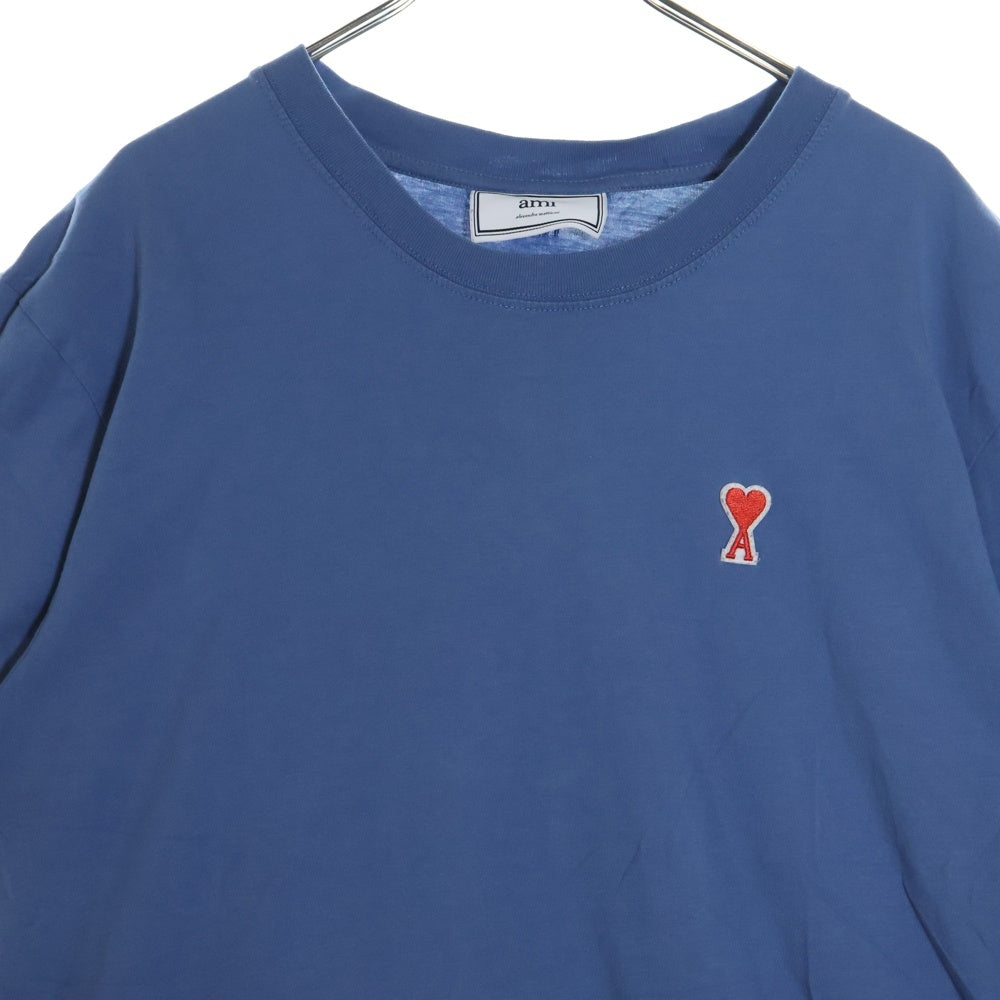 AMI Alexandre Mattiussi(アミアレクサンドルマテュッシ) AMI DE COEUR T-SHIRT ロゴ刺繍半袖Tシャツ ブルー A20HJ108.723