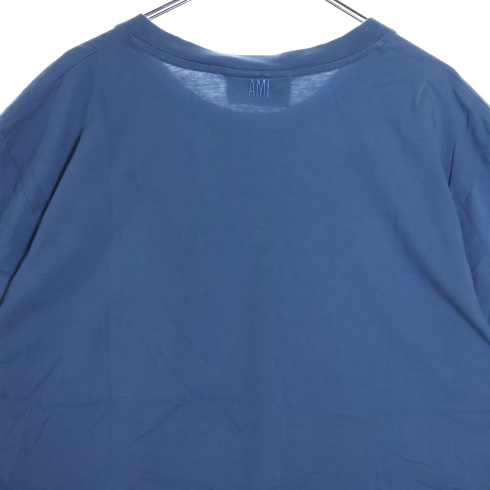 AMI Alexandre Mattiussi(アミアレクサンドルマテュッシ) AMI DE COEUR T-SHIRT ロゴ刺繍半袖Tシャツ ブルー A20HJ108.723