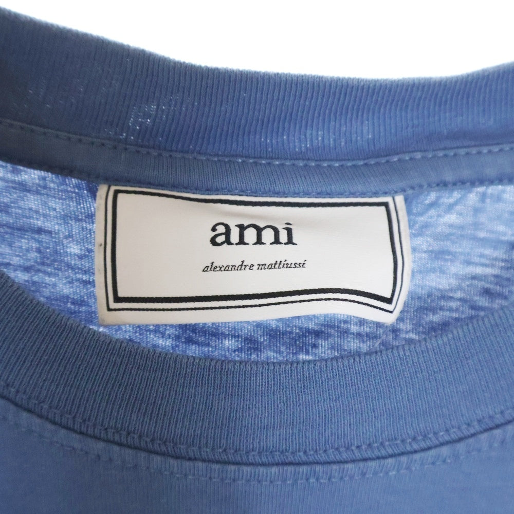 AMI Alexandre Mattiussi(アミアレクサンドルマテュッシ) AMI DE COEUR T-SHIRT ロゴ刺繍半袖Tシャツ ブルー A20HJ108.723