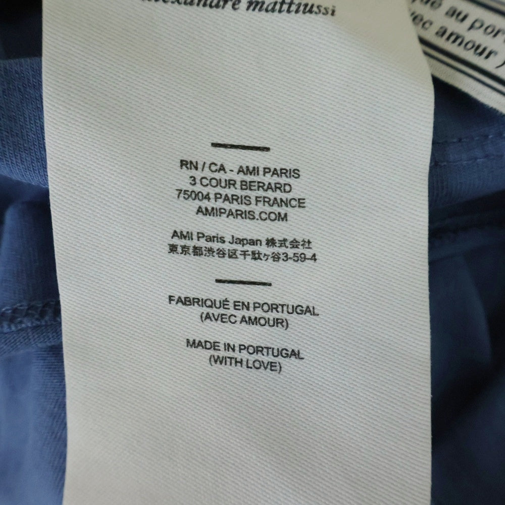 AMI Alexandre Mattiussi(アミアレクサンドルマテュッシ) AMI DE COEUR T-SHIRT ロゴ刺繍半袖Tシャツ ブルー A20HJ108.723