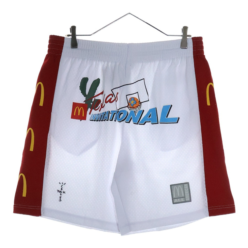 Cactus Jack(カクタスジャック) Travis scott McDonald's All American Shorts トラヴィススコット マクドナルド ロゴ刺繍メッシュハーフパンツ ショーツ ホワイト