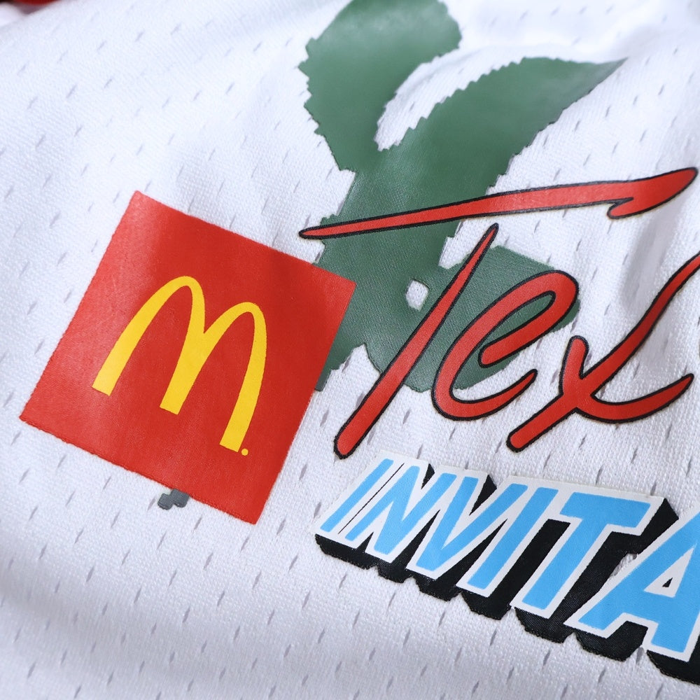 Cactus Jack(カクタスジャック) Travis scott McDonald's All American Shorts トラヴィススコット マクドナルド ロゴ刺繍メッシュハーフパンツ ショーツ ホワイト