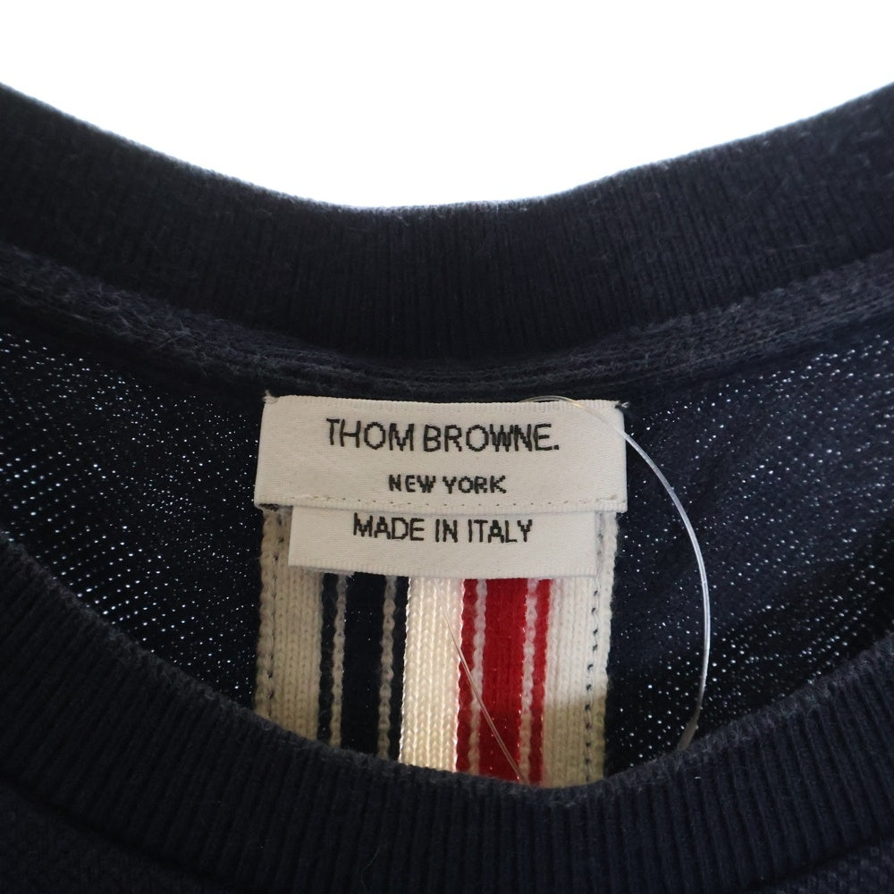 THOM BROWNE(トムブラウン) Cotton Pique Center Back Stripe Relaxed Fit Short Sleeve T-Shirt 半袖Tシャツ ネイビー MJS056A-00050415