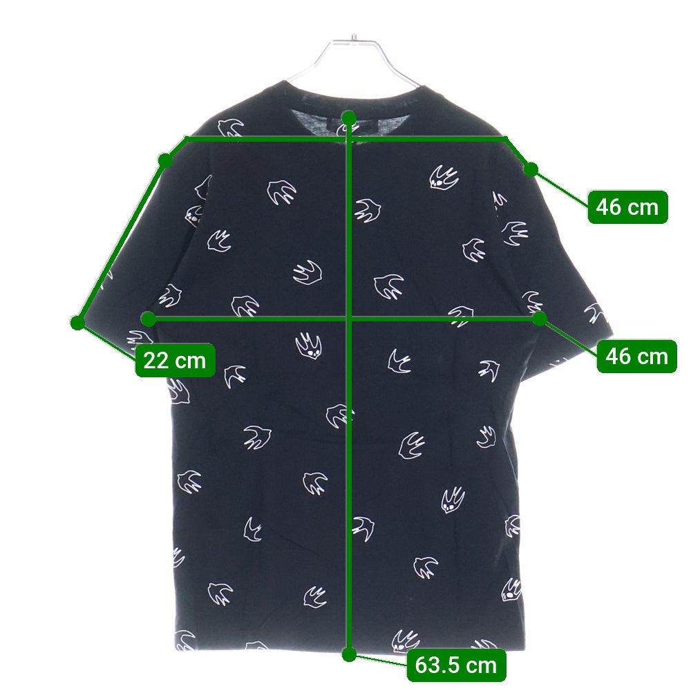 Alexander McQueen(アレキサンダーマックイーン) Swallow Printing T-Shirt 半袖Tシャツ ブラック 494256 RNJ54