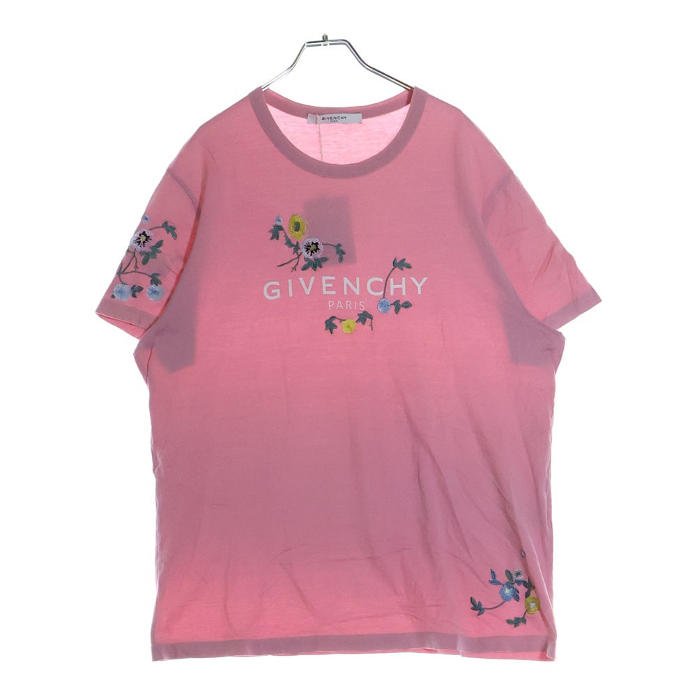 GIVENCHY(ジバンシィ) Floral T-Shirt ロゴ刺繍半袖Tシャツ ピンク BW70753Z2P-674-M