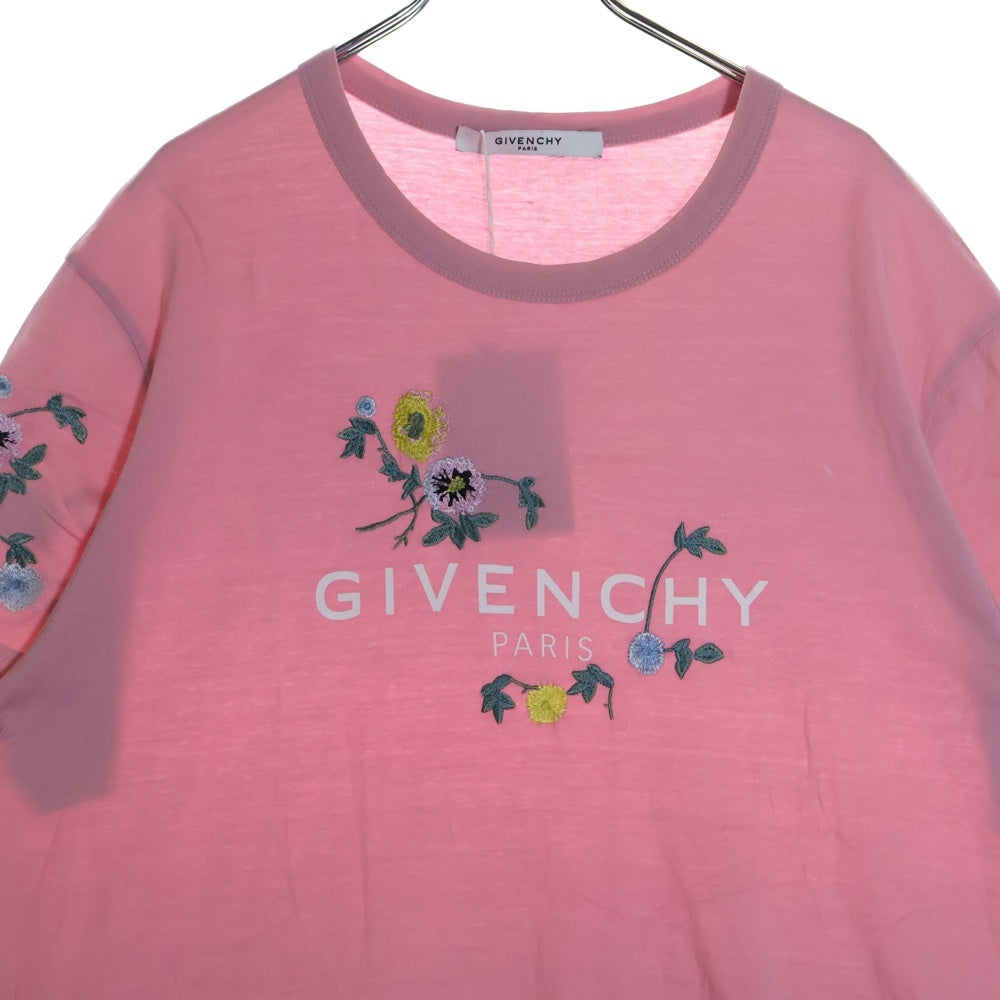 GIVENCHY(ジバンシィ) Floral T-Shirt ロゴ刺繍半袖Tシャツ ピンク BW70753Z2P-674-M