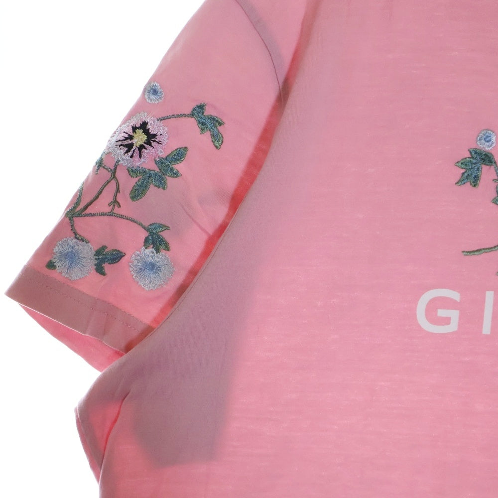 GIVENCHY(ジバンシィ) Floral T-Shirt ロゴ刺繍半袖Tシャツ ピンク BW70753Z2P-674-M