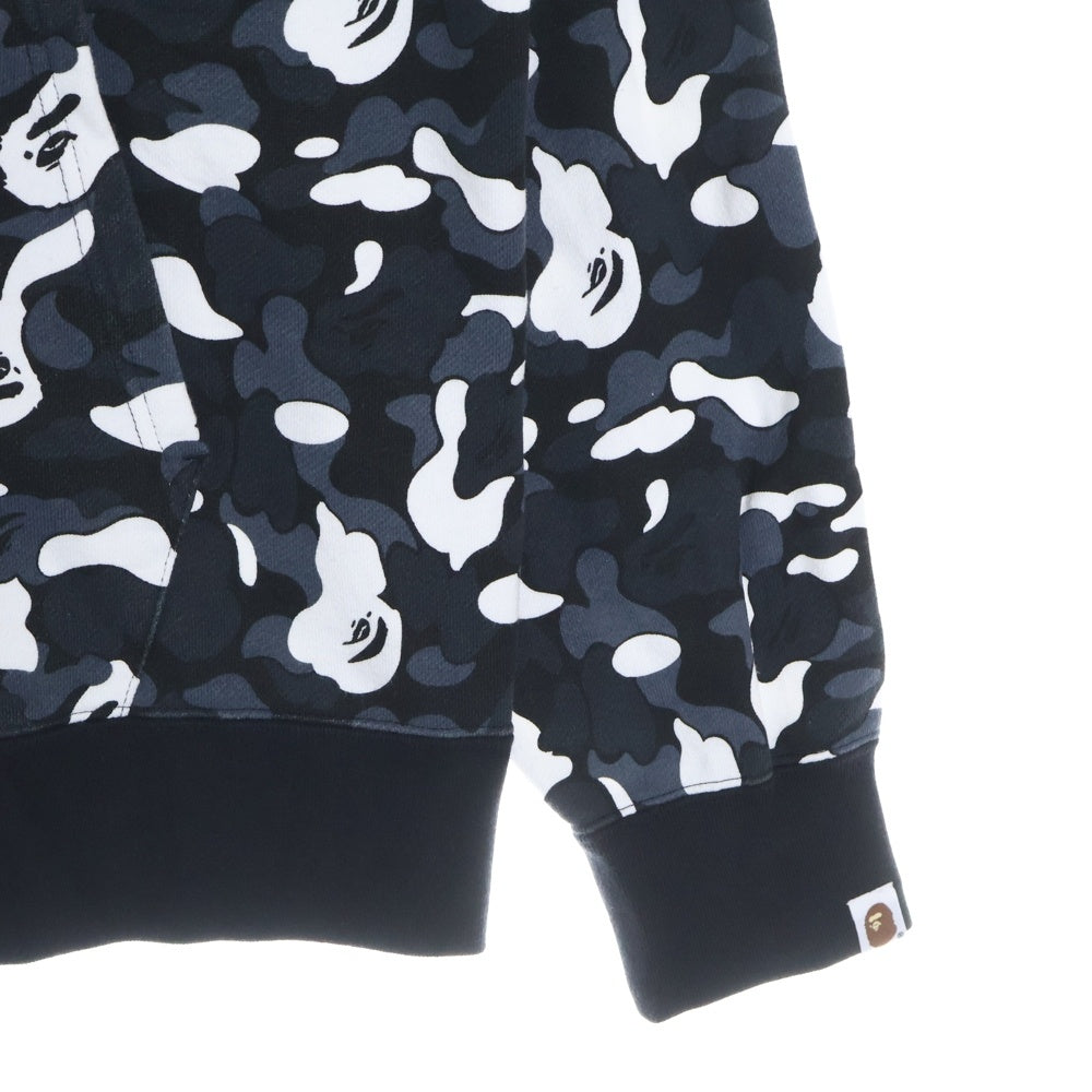 A BATHING APE(アベイシングエイプ) ×DSM CAMO SHARK FULL ZIP HOODIE ×ドーバーストリートマーケット カモシャークフルジップフーディー ロゴパッチフルジップスウェットパーカー ブラック