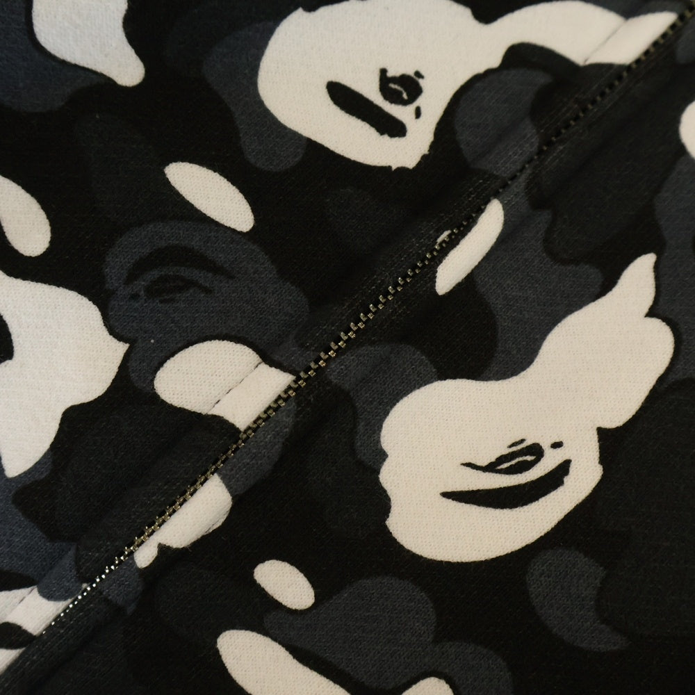 A BATHING APE(アベイシングエイプ) ×DSM CAMO SHARK FULL ZIP HOODIE ×ドーバーストリートマーケット カモシャークフルジップフーディー ロゴパッチフルジップスウェットパーカー ブラック