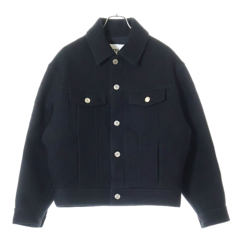 AMI Alexandre Mattiussi(アミアレクサンドルマテュッシ) 23AW Wool Boxy Jacket ウールボクシージャケット ボタンダウンウールジャケット UJK234.WV0020 ブラック