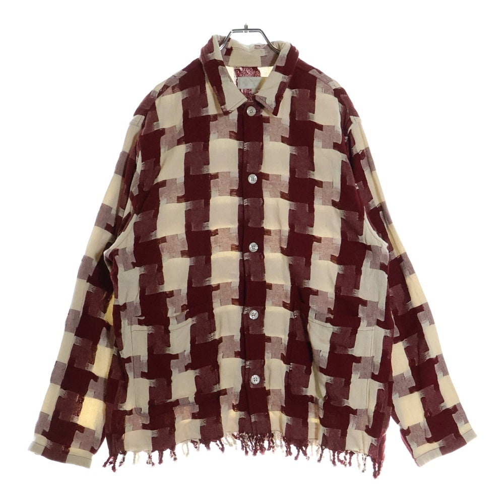 KITH(キス) 24SS Jumbo Houndstooth Overshirt ジャンボ ハウンドトゥース オーバーシャツ 長袖シャツ レッド