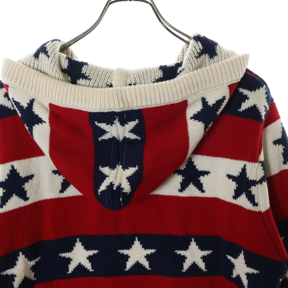 AFB(エーエフビー) STAR KNIT HOODIE ジップアップニットパーカー フーディー レッド