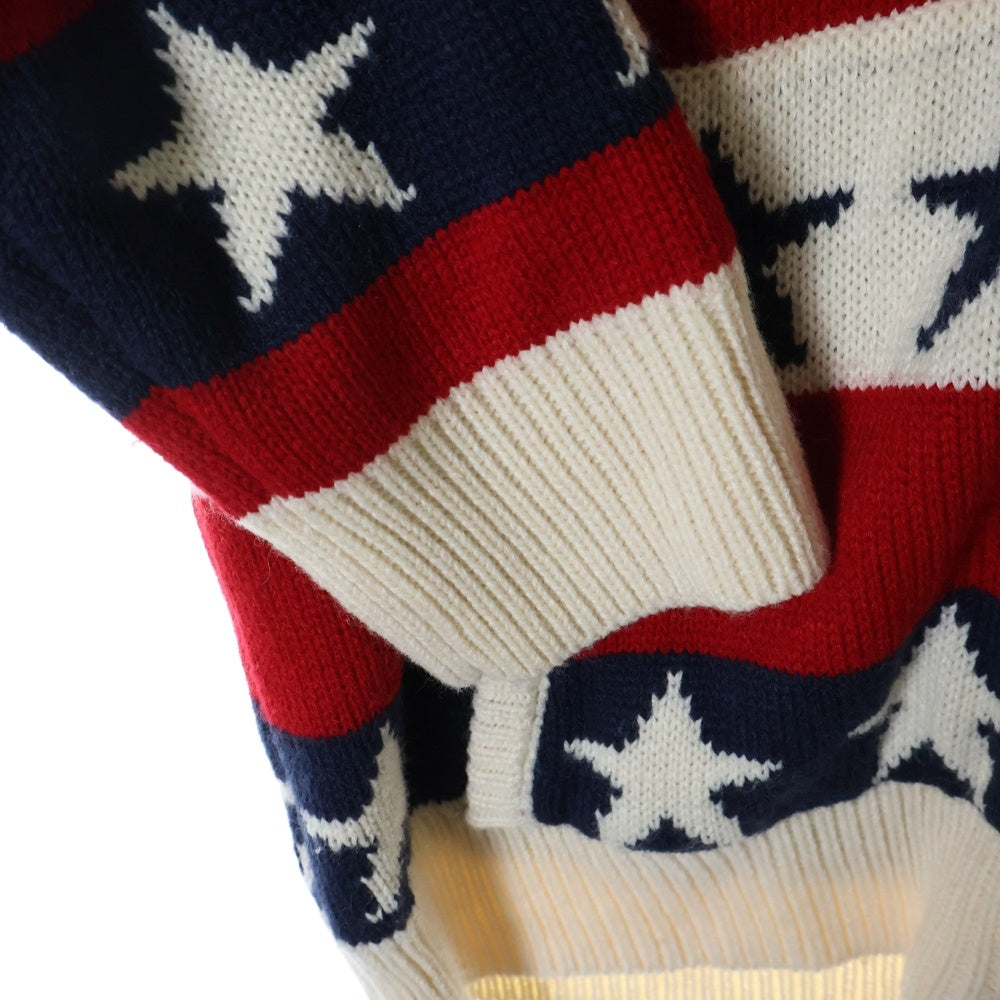 AFB(エーエフビー) STAR KNIT HOODIE ジップアップニットパーカー フーディー レッド
