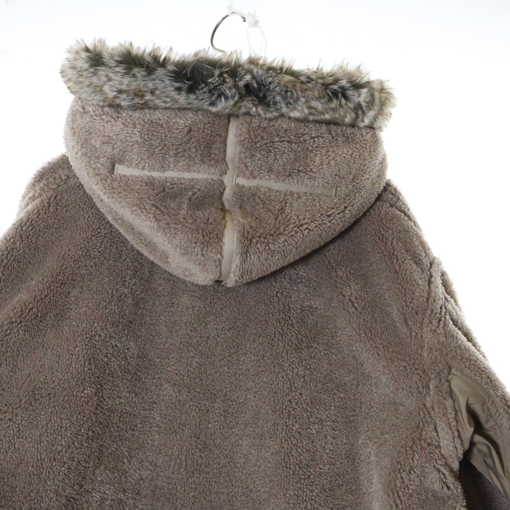 HYKE(ハイク) 20AW HOODED FAUX SHEARLING ファー付き ボアロングコート アウター ブラウン 17268
