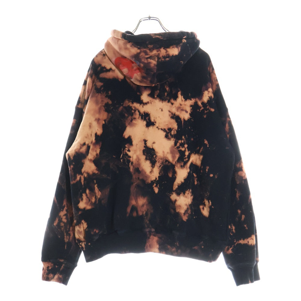 cvtvlist(カタリスト) Logo Embroidery Bleach Hoodie ロゴエンブロイダリーブリーチ加工フーディー ロゴ刺繍プルオーバースウェットパーカー ブラック/オレンジ