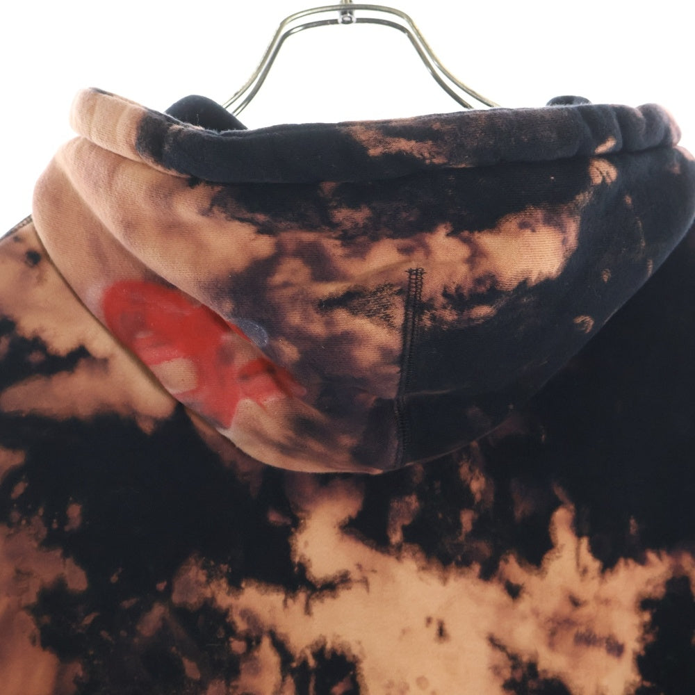 cvtvlist(カタリスト) Logo Embroidery Bleach Hoodie ロゴエンブロイダリーブリーチ加工フーディー ロゴ刺繍プルオーバースウェットパーカー ブラック/オレンジ