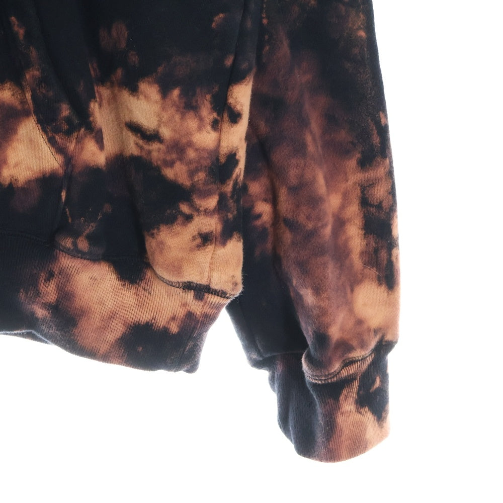 cvtvlist(カタリスト) Logo Embroidery Bleach Hoodie ロゴエンブロイダリーブリーチ加工フーディー ロゴ刺繍プルオーバースウェットパーカー ブラック/オレンジ