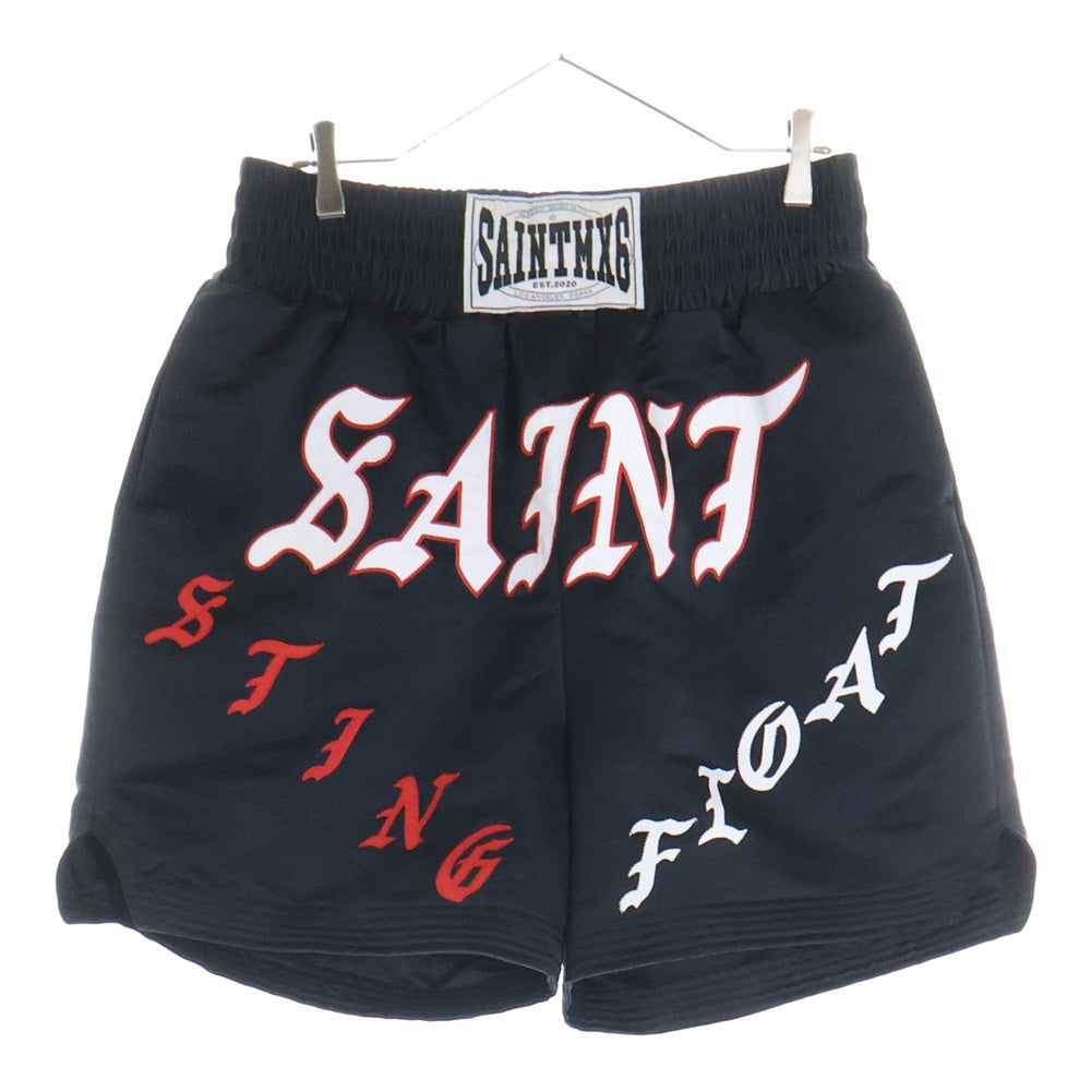SAINT MICHAEL(セントマイケル) 23SS BOXING SHORTS フロントデザイン ボクシングショーツ ハーフパンツ ブラック SM-S23-0000-063