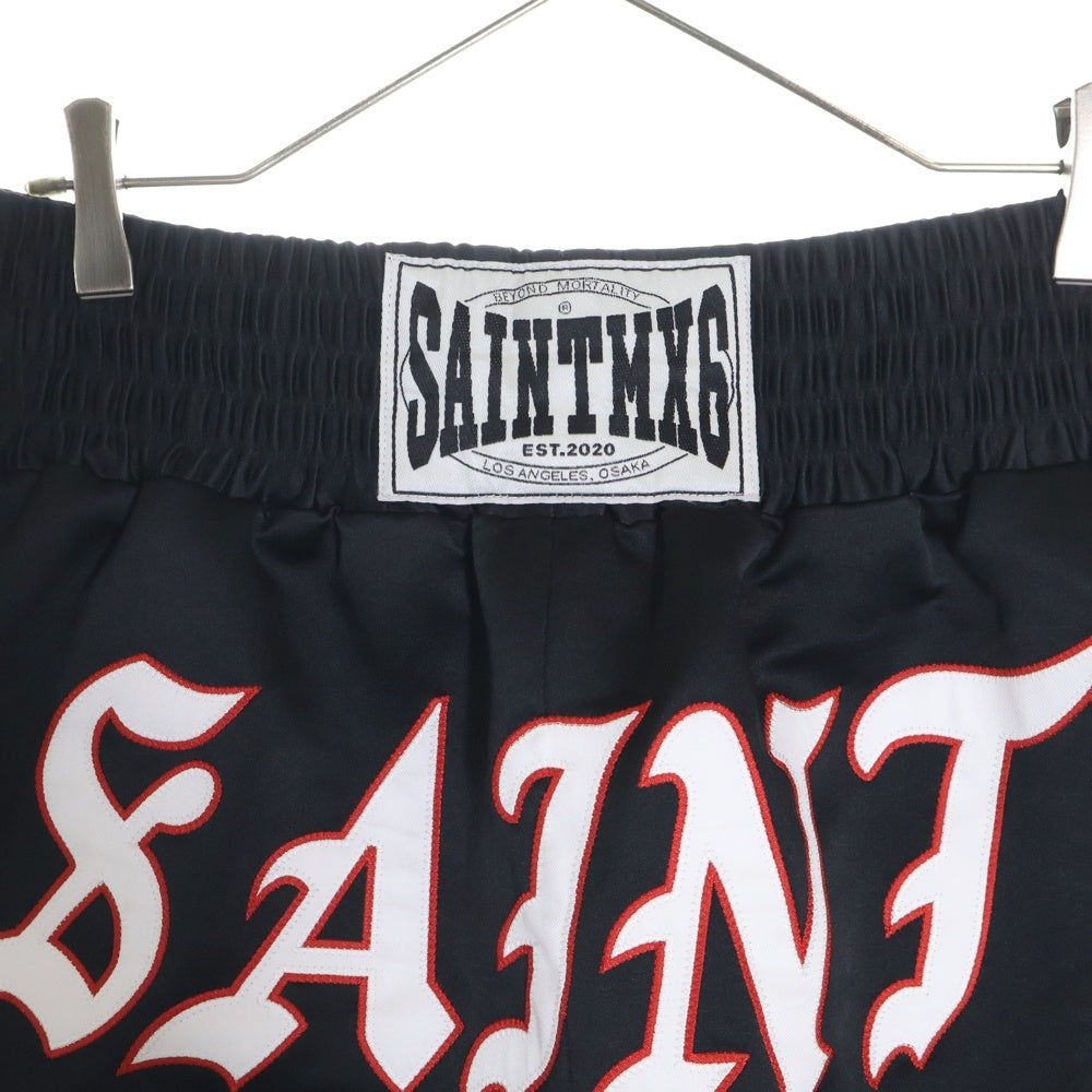 SAINT MICHAEL(セントマイケル) 23SS BOXING SHORTS フロントデザイン ボクシングショーツ ハーフパンツ ブラック SM-S23-0000-063