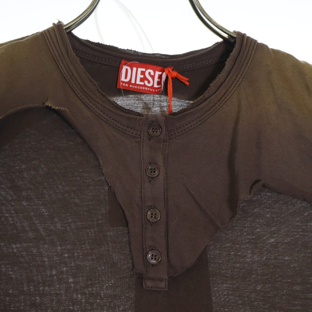 DIESEL(ディーゼル) D-JARY ヘンリーネック 半袖ワンピース ドレス ブラウン A183900AGBA レディース
