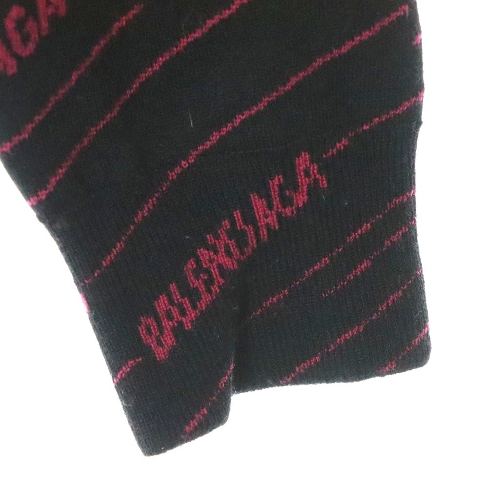 BALENCIAGA(バレンシアガ) 19AW Diagonal Jacquard Knit Sweater ダイアゴナ ジャカード ニットセーター ブラック/レッド 583094 T1524