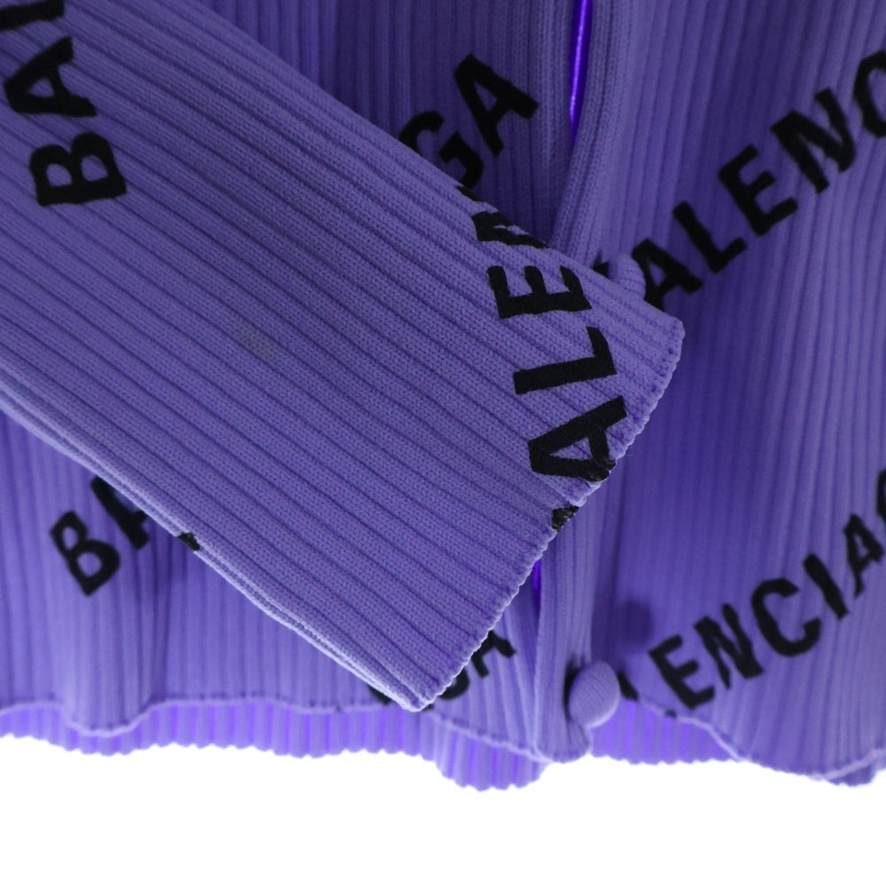 BALENCIAGA(バレンシアガ) 19SS オールオーバーロゴ リブカーディガン レディース パープル