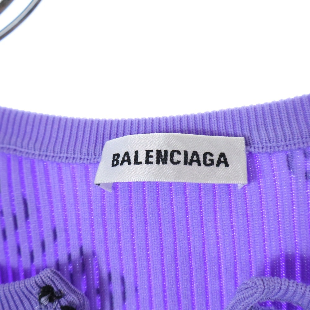 BALENCIAGA(バレンシアガ) 19SS オールオーバーロゴ リブカーディガン レディース パープル