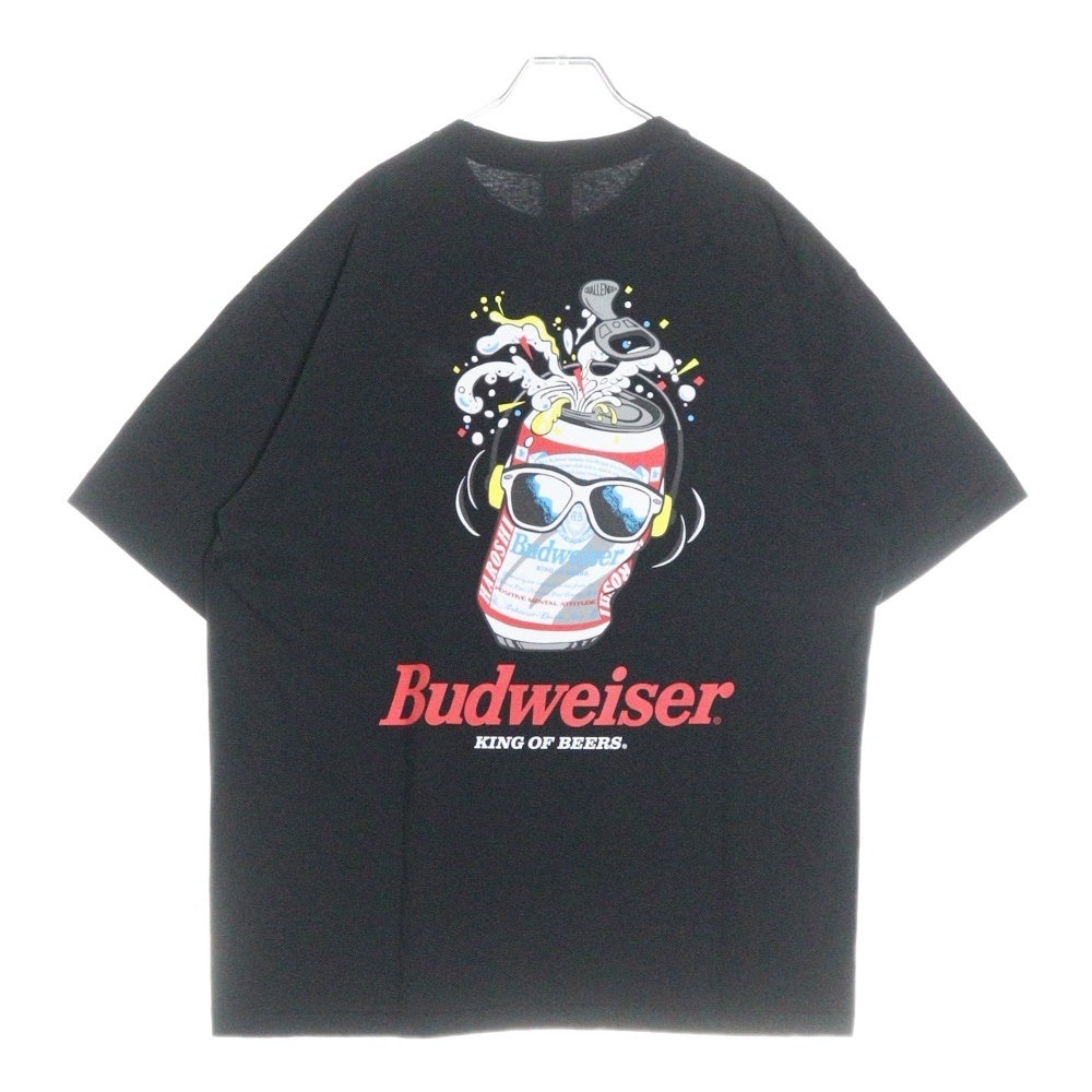 CHALLENGER(チャレンジャー) ×HAROSHI xBUDWEISER ×ハロシ ×バドワイザー バックプリント 半袖Tシャツ カットソー ブラック CLG BUD 025-003