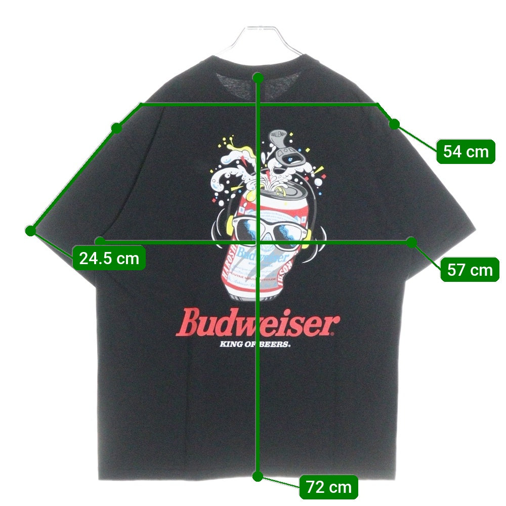 CHALLENGER(チャレンジャー) ×HAROSHI xBUDWEISER ×ハロシ ×バドワイザー バックプリント 半袖Tシャツ カットソー ブラック CLG BUD 025-003