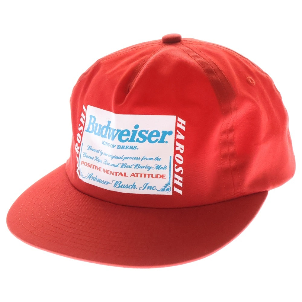 CHALLENGER(チャレンジャー) ×HAROSHI xBUDWEISER ×ハロシ ×バドワイザ- ロゴプリント ベースボールキャップ 帽子 レッド CLG BUD 025-004