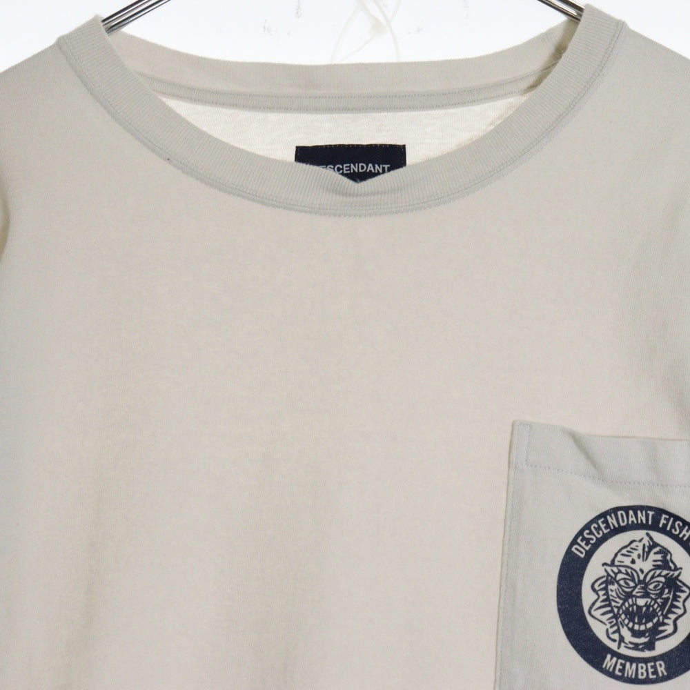 DESCENDANT(ディセンダント) 20SS Fish Club Crew Neck LS フィッシュクラブ アームロゴ ロングスリーブカットソー 長袖Tシャツ アイボリー