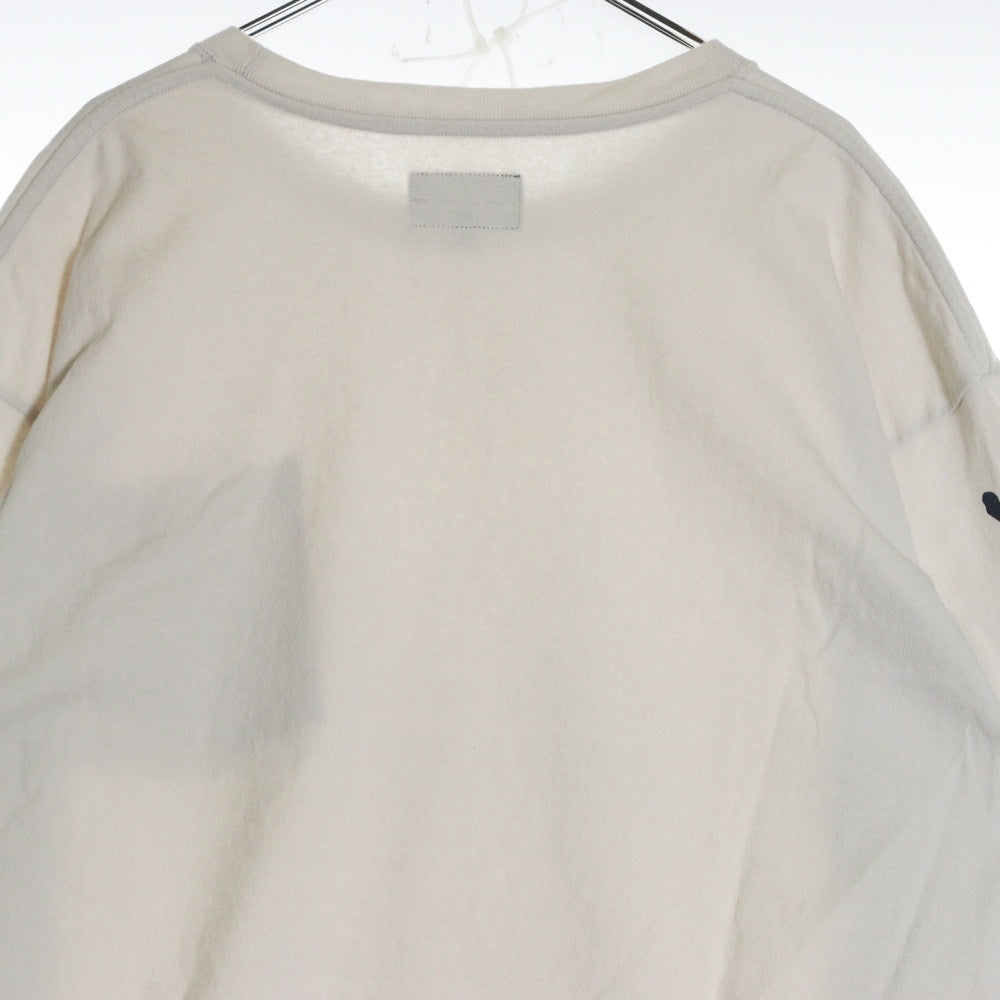 DESCENDANT(ディセンダント) 20SS Fish Club Crew Neck LS フィッシュクラブ アームロゴ ロングスリーブカットソー 長袖Tシャツ アイボリー