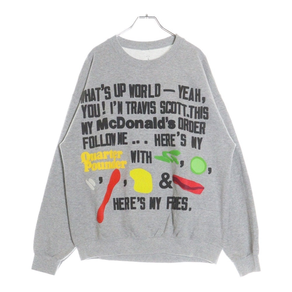 TRAVIS SCOTT(トラヴィススコット) 20AW CPFM McDonald Script Crewneck Sweat カクタスプラントフリーマーケット マクドナルド スクリプトロゴ クルーネックスウェットトレーナー グレー