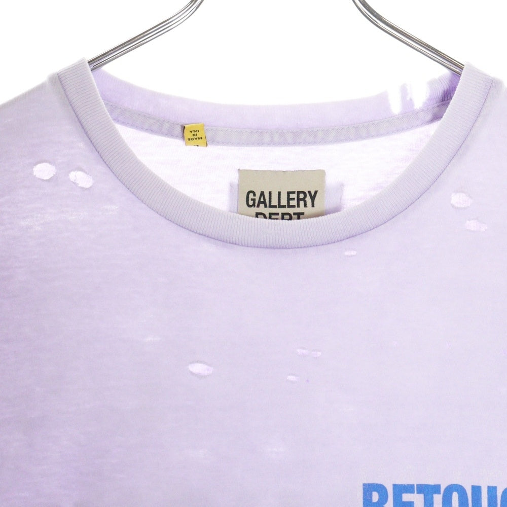 GALLERY DEPT.(ギャラリーデプト) Retouche Damaged French Tee ダメージ加工 ロゴプリント半袖Tシャツ パープル