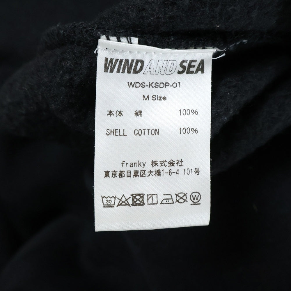 WIND AND SEA(ウィンダンシー) ロゴ刺繍 ジップアップフーディー パーカー ブラック WDS-KSDP-01