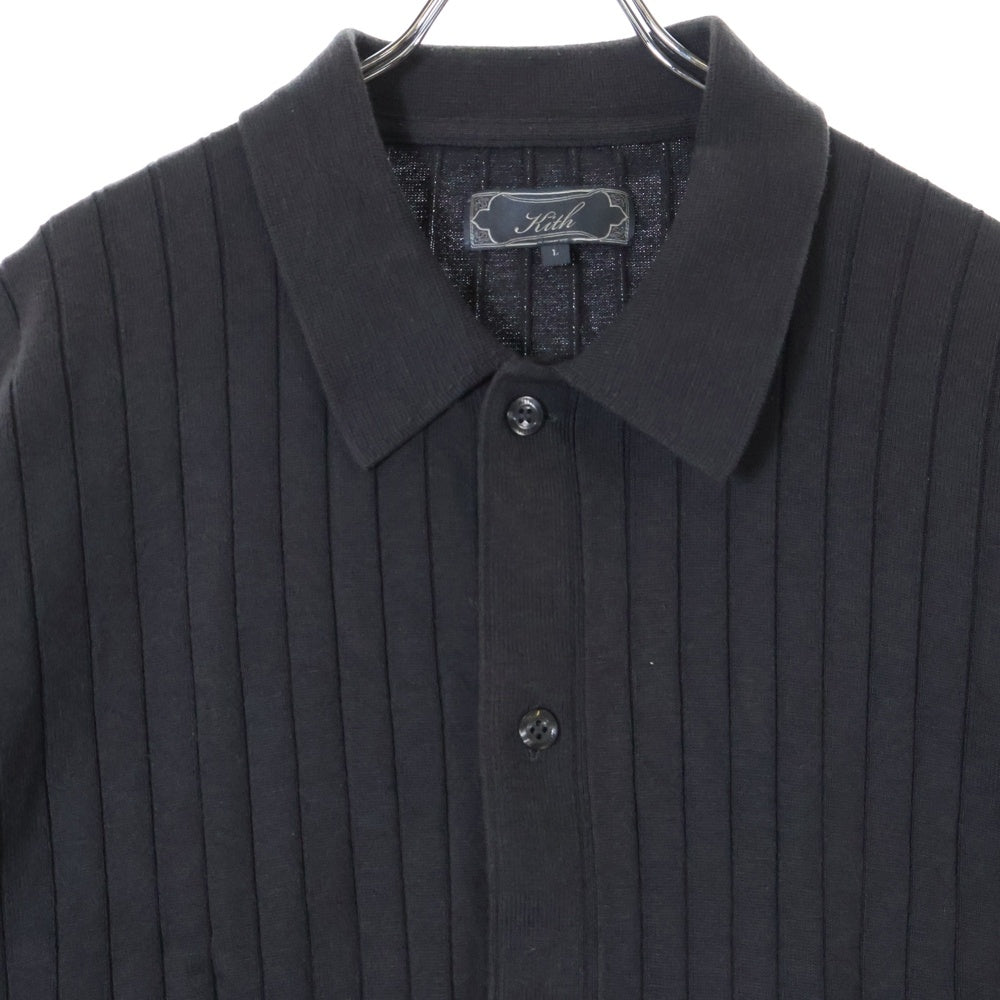 KITH(キス) 25SS Rhys Knit Stripe Buttondown リース ニットストライプ ボタンダウン 半袖シャツ ブラウン