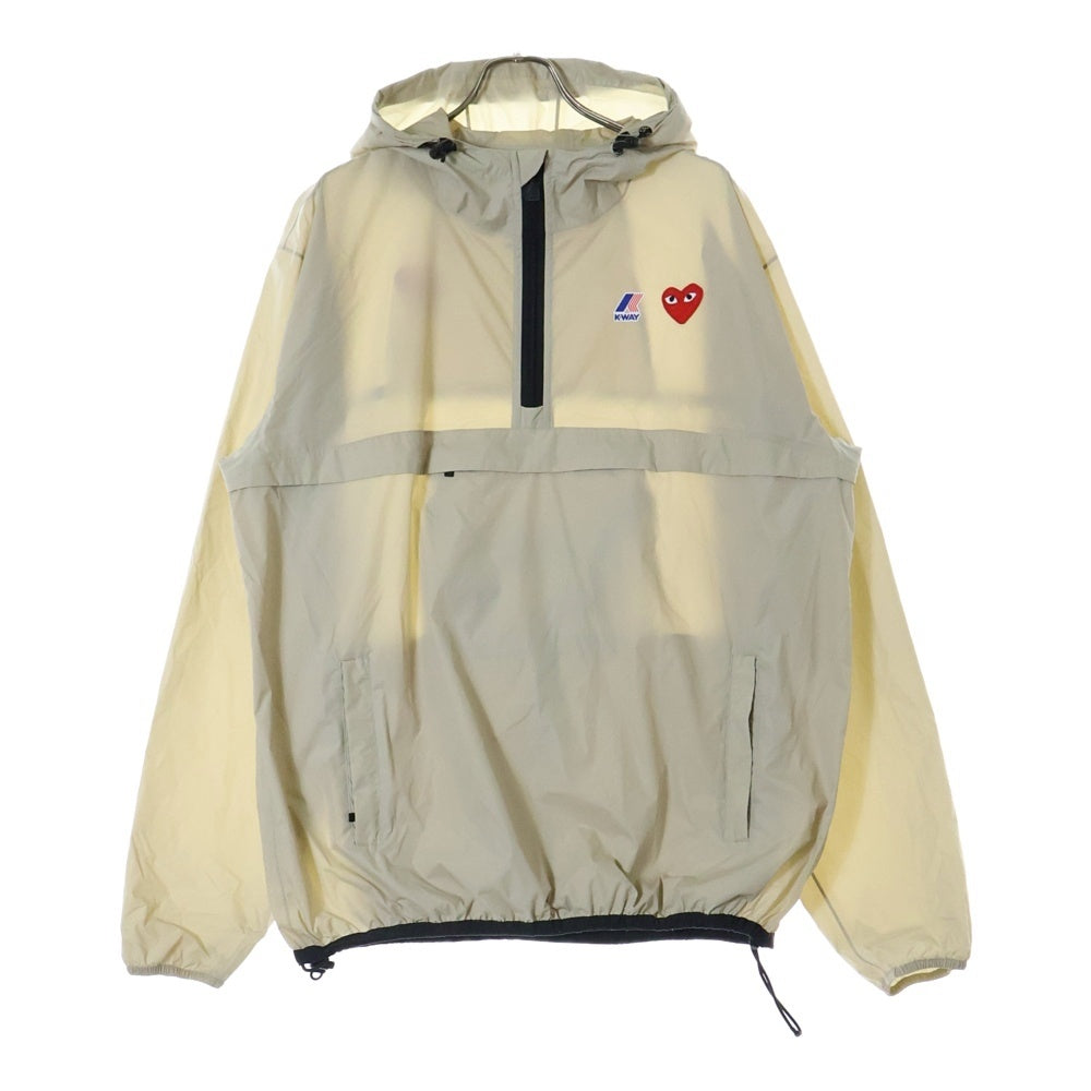 PLAY COMME des GARCONS(プレイコムデギャルソン) ×K-WAY NYLON ANORAK ロゴ刺繍 ナイロンアノラックパーカー ナイロンジャケット ベージュ