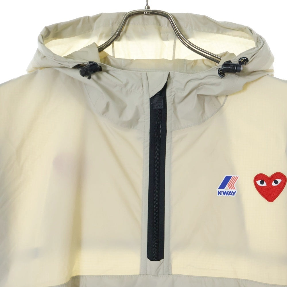 PLAY COMME des GARCONS(プレイコムデギャルソン) ×K-WAY NYLON ANORAK ロゴ刺繍 ナイロンアノラックパーカー ナイロンジャケット ベージュ
