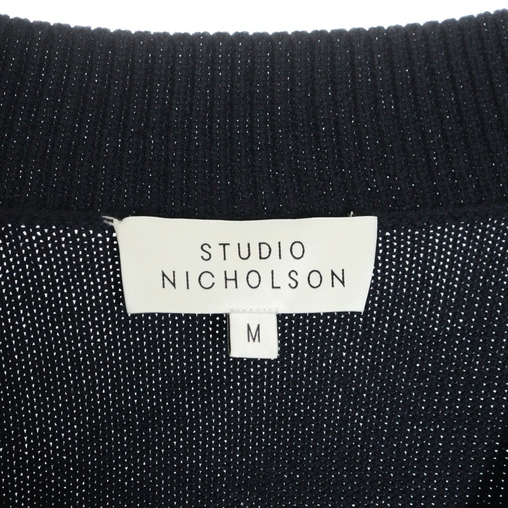STUDIO NICHOLSON(スタジオニコルソン) COTTON KNITWARE V NECK JUMPER Vネックウールニットセーター ネイビー 51-10-122011