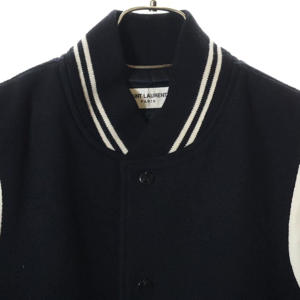 SAINT LAURENT PARIS(サンローランパリ) Teddy Jacket テディジャケット レザー切替ウールジャケット ブラック 354718 Y180W