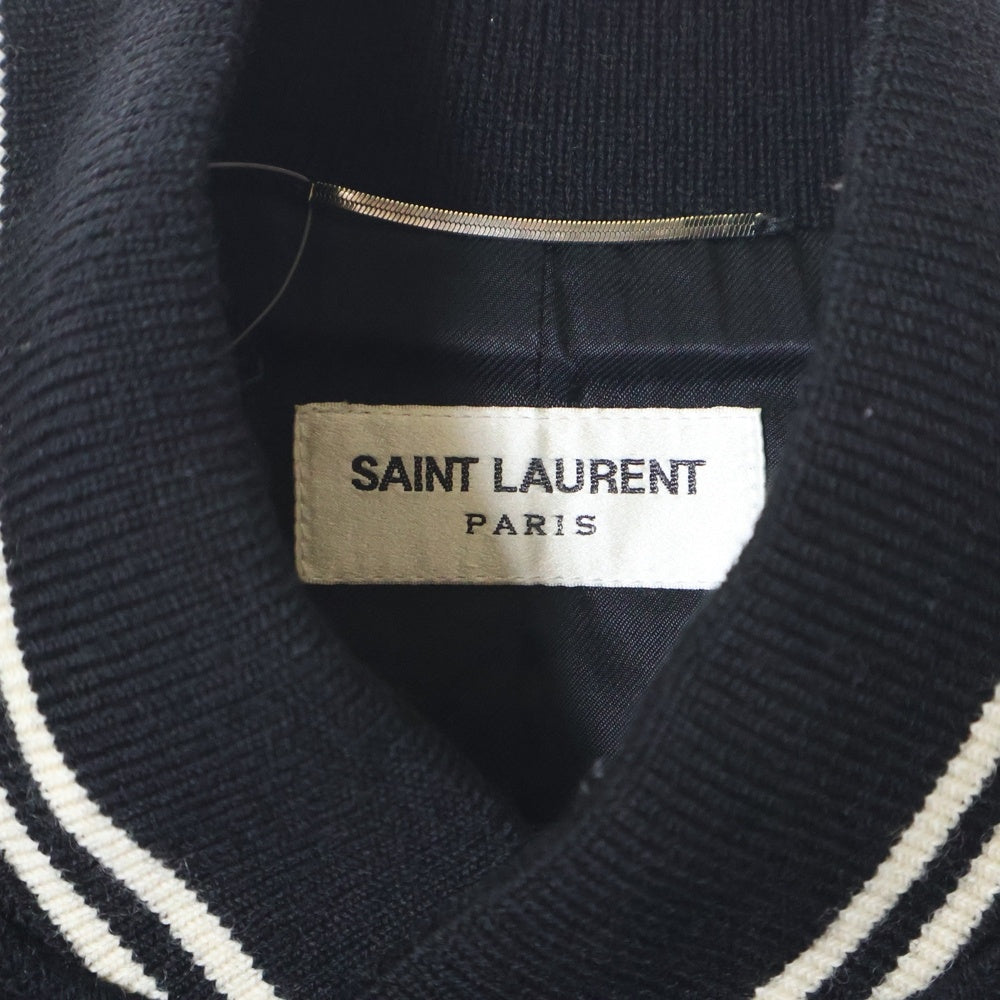SAINT LAURENT PARIS(サンローランパリ) Teddy Jacket テディジャケット レザー切替ウールジャケット ブラック 354718 Y180W