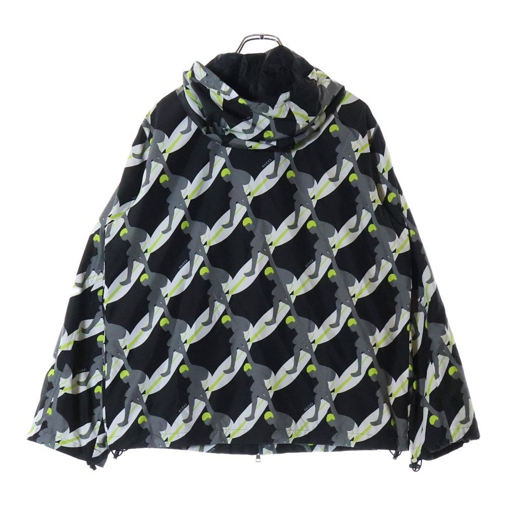 GUCCI(グッチ) Printed technical poplin zip jacket テクニカルポプリン ジップアップナイロンジャケット ブルゾン ブラック 824160 ZASVG