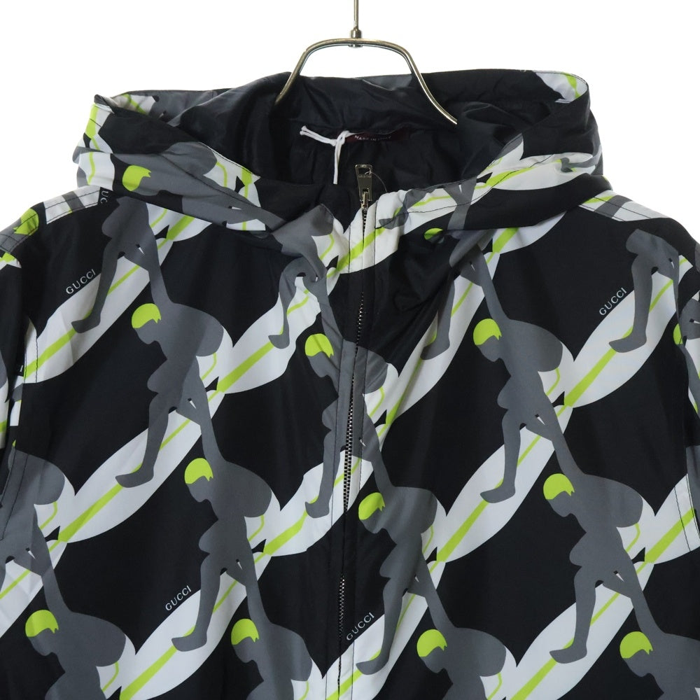 GUCCI(グッチ) Printed technical poplin zip jacket テクニカルポプリン ジップアップナイロンジャケット ブルゾン ブラック 824160 ZASVG