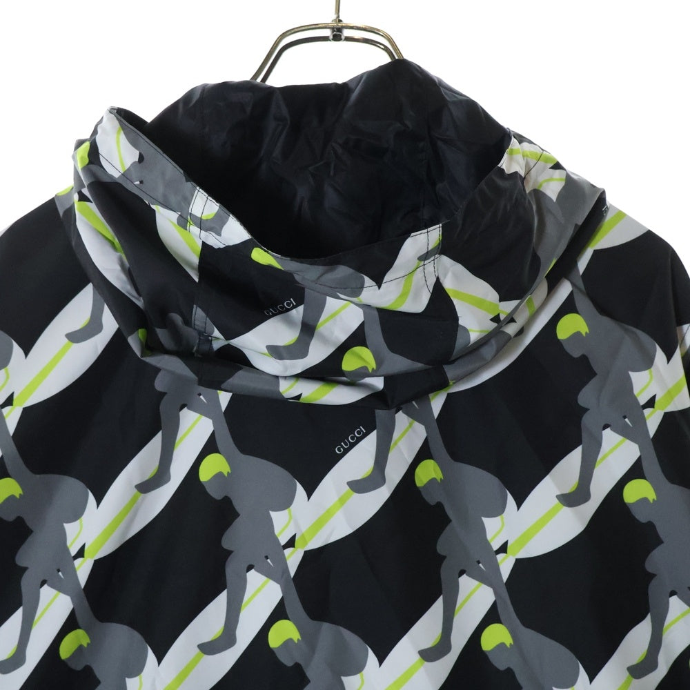 GUCCI(グッチ) Printed technical poplin zip jacket テクニカルポプリン ジップアップナイロンジャケット ブルゾン ブラック 824160 ZASVG