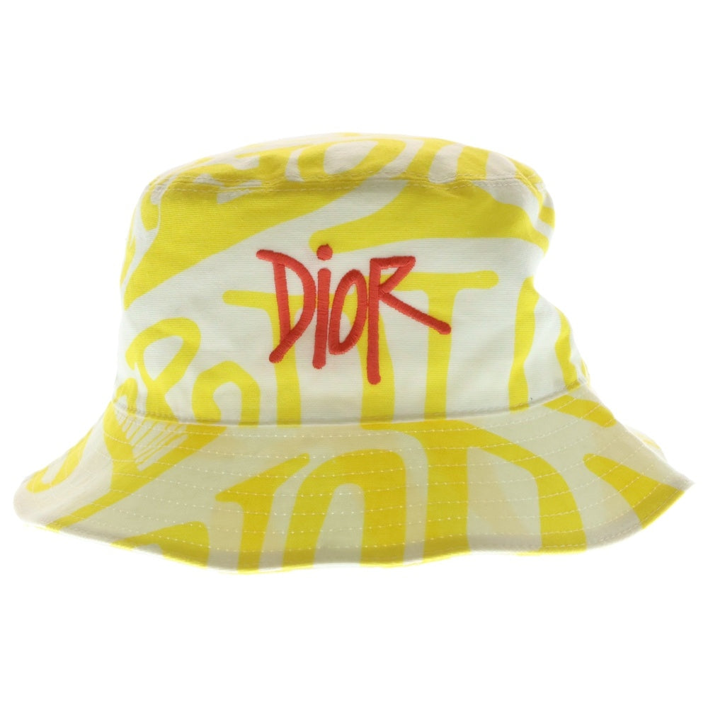 DIOR(ディオール) 20AW ×Shawn Stussy ショーン ステューシー ロゴ刺繍 バケットハット 帽子 イエロー 033C906A4949