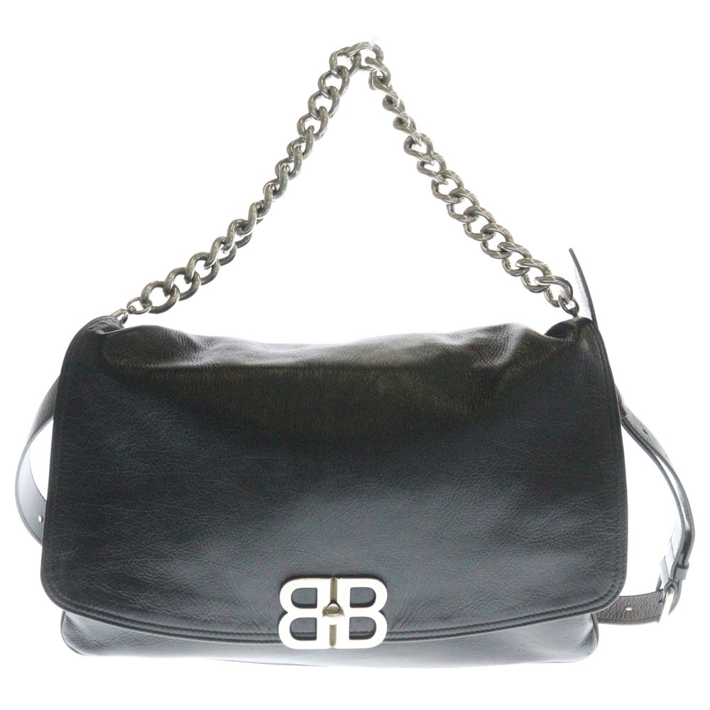 BALENCIAGA(バレンシアガ) BB Soft Large Flap Bag BBロゴ レザー チェーンショルダーバッグ ブラック 748488