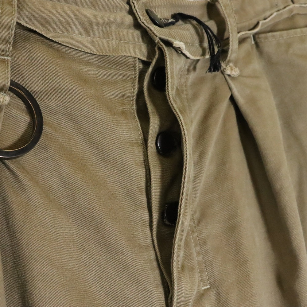 MINUS(マイナス) Slash Seam Twist Cargo Pants ショーツ切替 カーゴパンツ カーキ